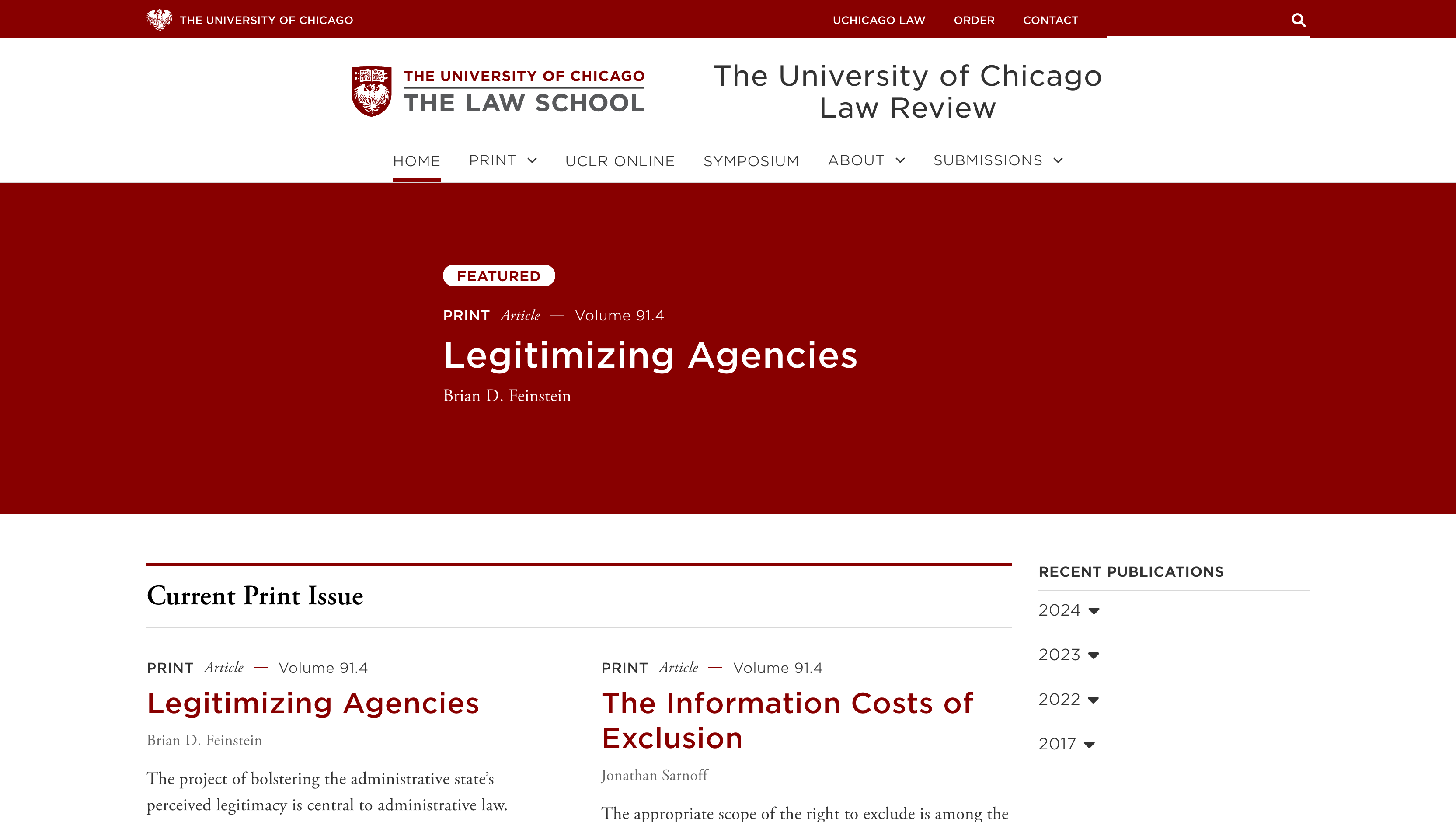 Screenshot of Law Review website